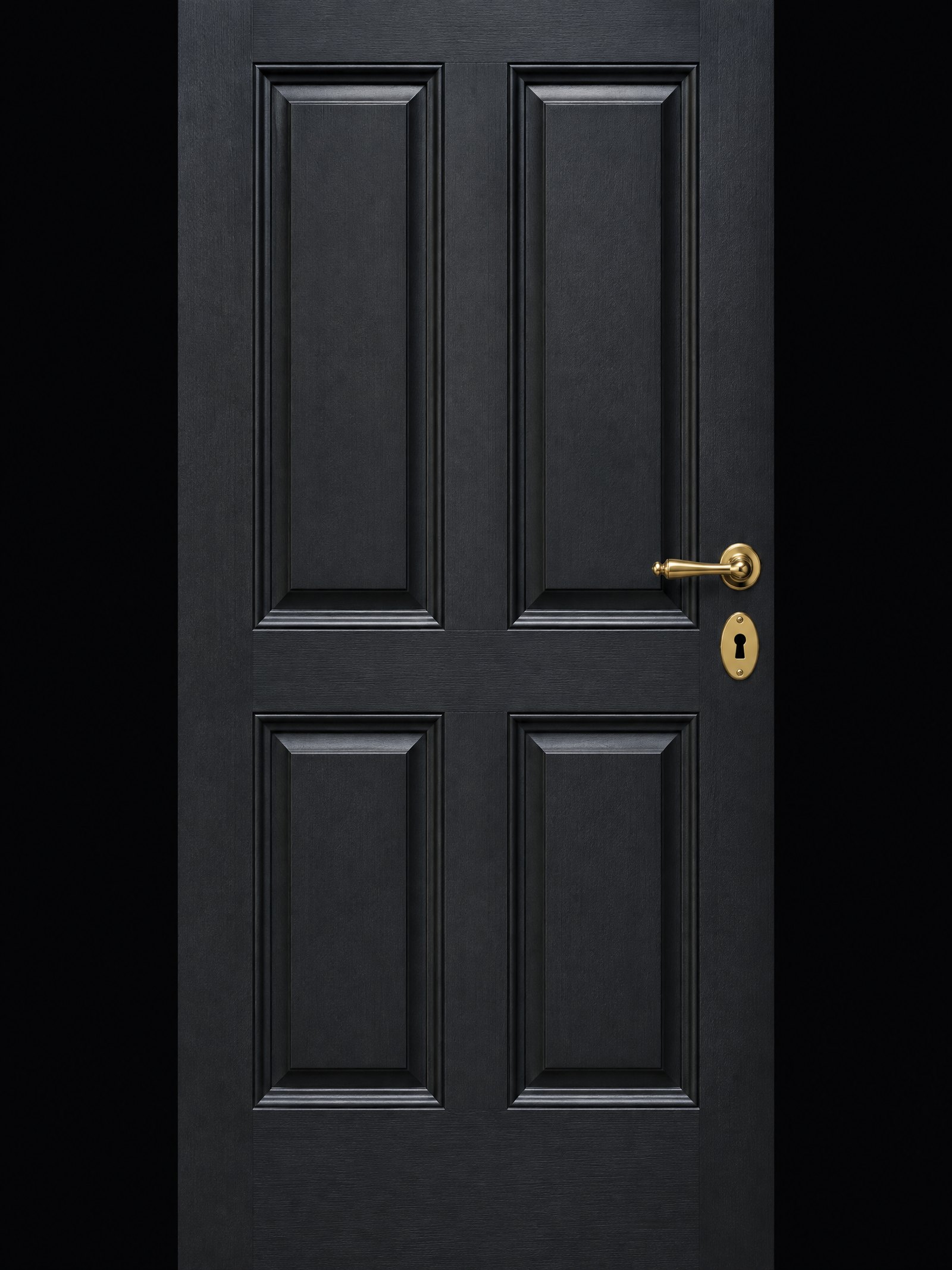 Black composite front door with a gold handle and anti-snap cylinder fitted by KMG Locksmiths